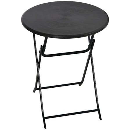 Havebord, Rundt Klapbord, Ø60 Cm Sidebord, Havespisebord Med Dekorativt Trælook, Til Altan, Terrasse, Mørkegrå