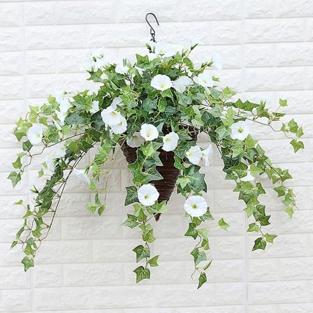 Artificial Petunia in Rattan for Outdoor/Indoor (White)