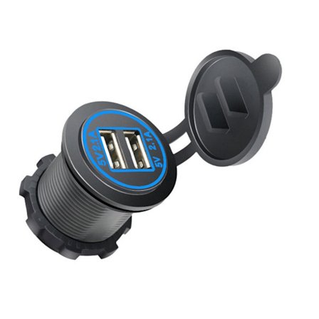 Bil USB opladningsstik Dobbelt USB-udtag USB-strømudtag med vandtætte hætter Ringe Lys USB-port til marinebrug