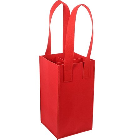 1 Pack Bärbar Filt Vinväska Vingåva Väska Filt Champagnehållare för Förvaring (16X16X48CM, Röd)