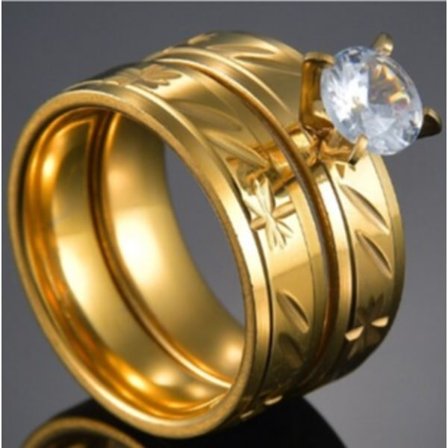 Rostfritt stål ring förlovningsring 2 st / set zirkon