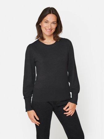 JENSEN - Strik Med Pufærmer - Sort