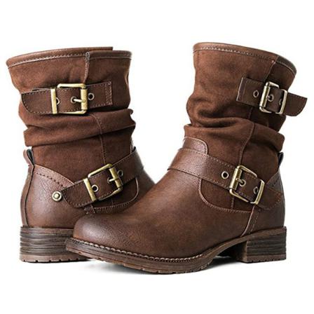 Kvinnors Runda Ankelstövlar Mid Short Bootie