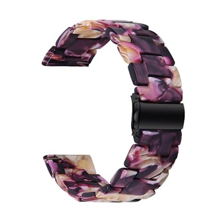 20 mm Garmin Vivomove 3 urrem i resin - Sort / Lyserød