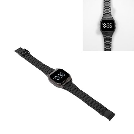 LED-klokke for studenter Tetragonum Digital Sportsklokke med foldespenne Alarm Timing Nattlysfunksjon for daglig bruk Svart