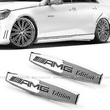 2 X Amg Edition Metal Side Wing Fender Badge Emblem Stickers For All Models Slr All Amgs W176 W204 W205