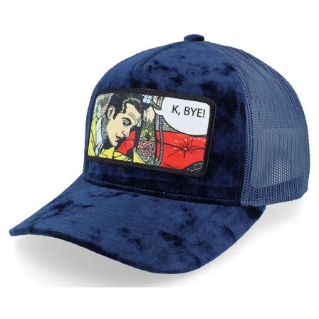 Calza Pennello - Bleu trucker Casquette - K Bye. Pop Art Velvet Navy A-Frame Trucker @ Hatstore