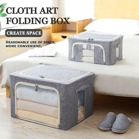 tyg hopfällbar låda hem klädförvaring grå