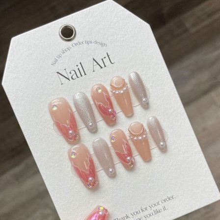 10 stk/æske 3D Håndmaling Håndlavede Negle Perlekæde Falsk