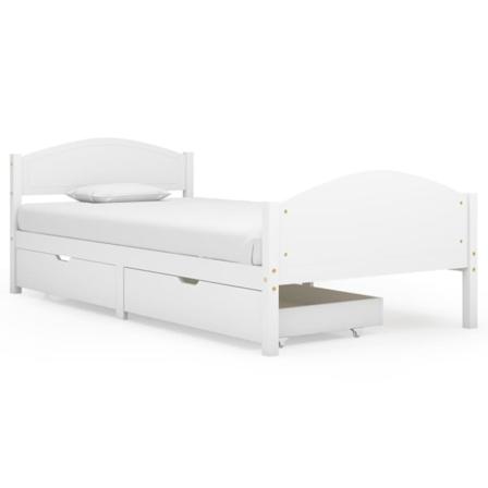 Vidaxl Sängram Med 2 Lådor Vit Massiv Furu 100x200 Cm Vit