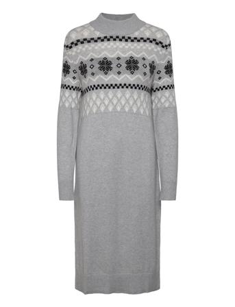 Viril Crew Neck L/S Midi Dress -Fav Lux Dresses Knitted Dresses Grå Vila