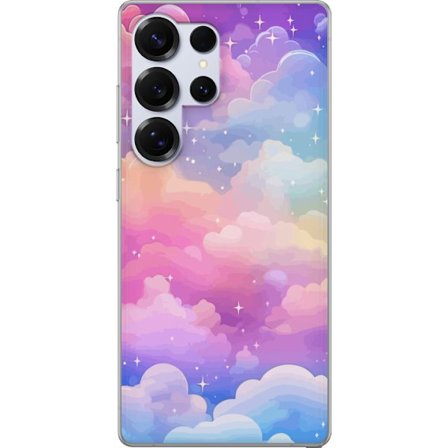 Kompatibelt Mobildeksel til Samsung Galaxy S25 Ultra Søt enhjørning med regnbuefarget hår mot en stjernebelagt pastellbakgrunn i kawaii-stil