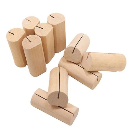 10 Pakke Træ Bordnummer Stativholdere Memo Note Plads Kort Display Holder Cylindrical