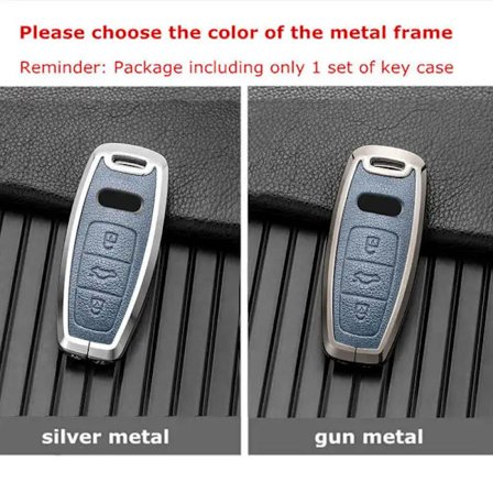 Nyckelfodral för Audi A3 A4 A5 A7 A6 C8 Q8 Q7 Q5 Q4 Q3 E-tron Fjärrkontrollhållare Nyckelring Läder Metall Biltillbehör