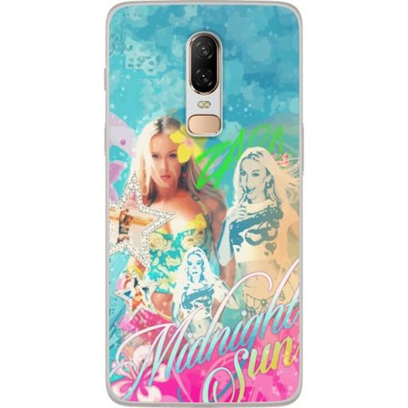 Kompatibel Mobilcover til OnePlus 6 Eventyrverden med Steve, Creeper og dyr i farverig blokgrafik