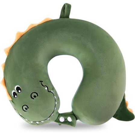 Søt Reisepute for Barn og Voksne, Ren Memory Foam U-formet Nakkepute med Vaskbart Trekk, Komfortabel Hode- og Nakkestøtte Reisetilbehør, Dinosaur