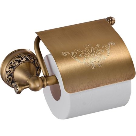 Toalettpappershållare med lock - Vintage väggmonterad toalettpappershållare - Antika badrumstillbehör - Dekorativ toalettpappershållare (