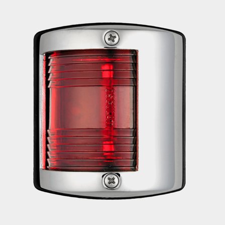 Levá lodní poziční svítilna pro boční montáž Osculati, 10 W, 12 V, 112,5°, nerezová ocel, 75 x 64 x 58 mm, červená, pro lodě < 12 metrů + světelný 