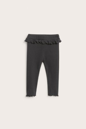 Kappahl | Prążkowane legginsy z falbaną | Czarne