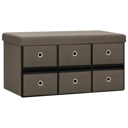 Vidaxl Hopfällbar Förvaringsbänk Brun 76x38x38 Cm Konstlinne Brun