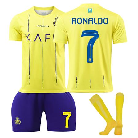 Cristiano Ronaldo #7 23-24 Al Nassr FC Fodboldsæt til børn Fodboldtrøje Træningssæt Voksne Børn G Kids 26(140-150cm)