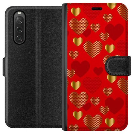 Kompatibelt Lommeboketui til Sony Sony Xperia 10 V GoldenHearts
