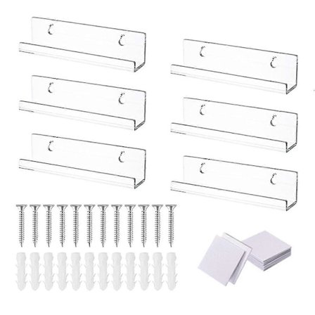 Akryl Vinylplade Flydende Hylder 6-pak, Akrylpladehylde til Fremvisning, Vinylpladeholder (7 tommer) B