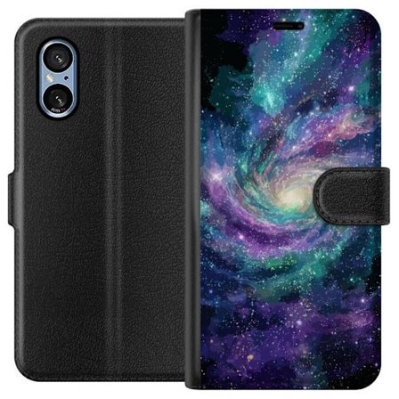 Yhteensopiva Lompakkokotelo Sony Xperia 5 V Koristeellinen itämainen lyhty, jossa puolikuu ja tähdet lämpimässä kullanhohtoisessa yöympäristös