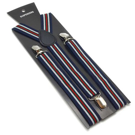 Smal stribede seler med klemmer 2,5 cm - blå hvid grøn rød