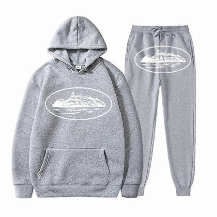 Joggebukse med hette for menn, langermet treningsdress, løs sweatshirt Y2K sportshettegenser