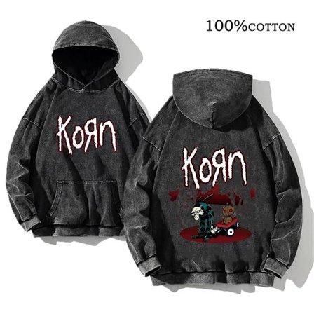 Korn Rock Band World Tour Hupparit Vintage Pesty Miesten Collegepaidat Puuvilla Hip Hop Katumuoti Hupullinen Pusero Löysät Y2K Topit