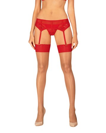 Obsessive: INGRIDIA STOCKINGS WITH RED LACE - Vuxen.dk: Lingeri & undertøj
