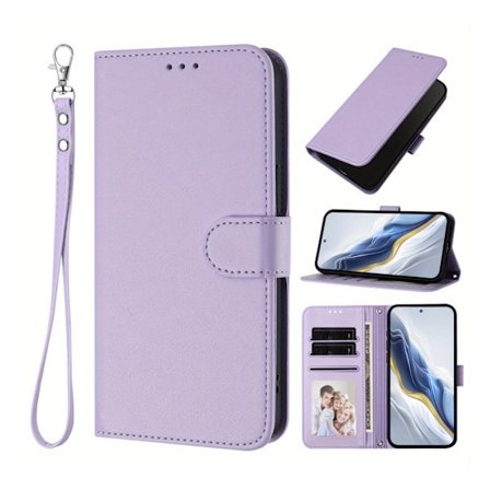 Wallet Case for iPhone 17Promax med 3 kortlommer og stativ, magnetisk beskyttelsesdeksel, lavendel lilla