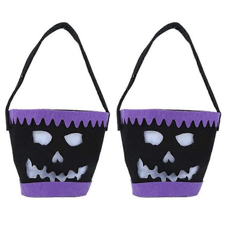 2 st Halloween Filt Godisväskor Bus eller Godis Presentpåsar Tygkassar med Handtag Partygåvor