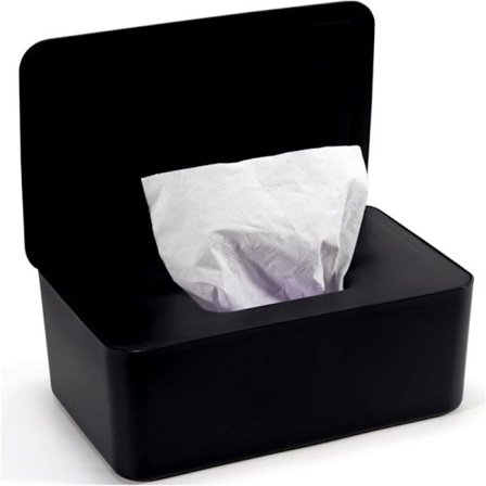 Svart våtservetter box, våtservetter dispenser, våt toalettpapper box, våtservetter box med lock
