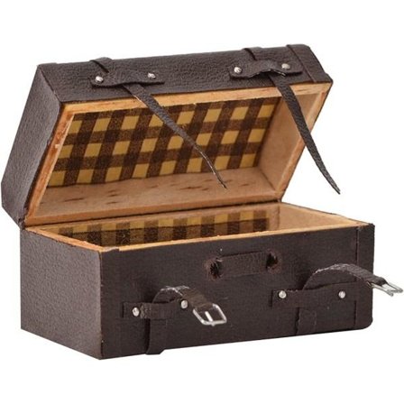 Dukkehust Miniatyr Dukkemøbler Tilbehør 1:12 Dukkehust Miniatyr Vintage Brun Kuffert Case , Vintage PU Læder Rejsetaske