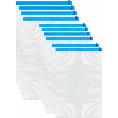 Vakuumopbevaringspose til tøj 10 transparente dobbelte lynlåsposer blå