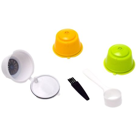 3 stk. genopfyldningsbare kaffekapsler til kaffekapsler med skebørste til A