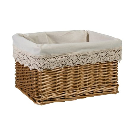 Korg MAX-3, 40x30xH24cm, väv, färg: ljusbrun, tyg med spets