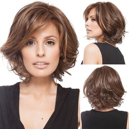 Dame Gradient Kort Krøllet Fuld Paryk Cosplay Fest Naturlige Bølgede Hår Parykker