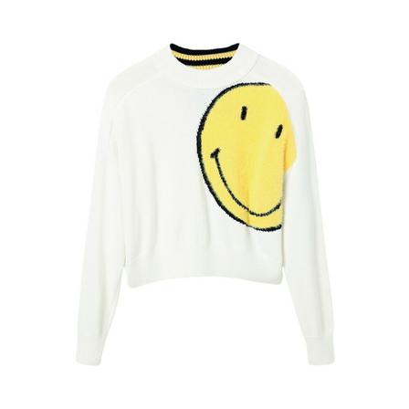 Desigual, Round-neck Knitwear Biały, Kobieta, Rozmiar: L