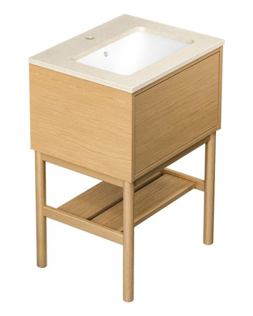 Gustavsberg Ducentic GB71DCVU60ARCC11LF Kommode med bein, 60 cm, lys eik/beige stein, 1 blandebatterihull Lys eik/Beige sten, Baderom