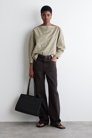 COS Women's Blusa In Cotone Con Scollo A Barca in Beige