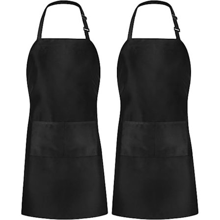Kitchen 2-pack Adjustable Apron with 2 Pockets Water Repellent Cooking Apron for Men, Women with Long Ties