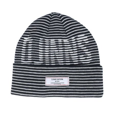 Djinns - Svart cuff Beanie - Basic Beanie Stripeshadow Black/White Cuff @ Hatstore