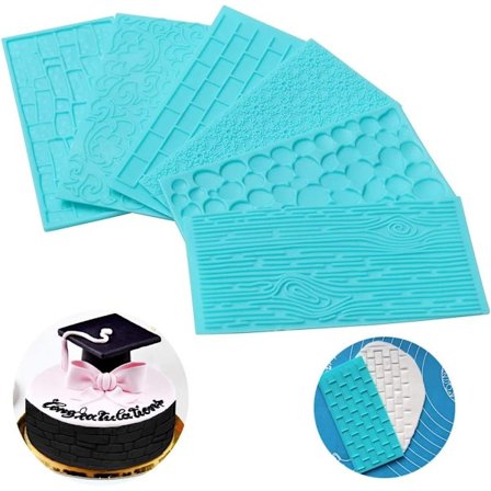 Fondant Impresjonsmatte Sett, Lett å vaske design for rask rengjøring, Matvaregodkjent plast sikrer sikker baking med unikt teksturvalg for DIY