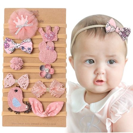 10-pakning D Baby-hodebånd, One Size Baby Girl-hodebånd