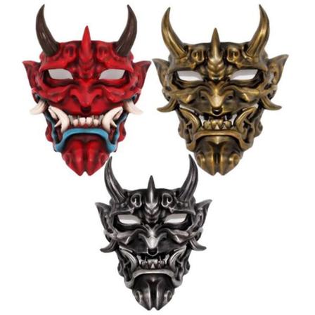 Peli Half Face Airsoft Mask Halloween -asu Cosplay Evil Demon Japanilainen Kabuki Samurai Hannya Oni Prajna Resin Mask Prop Red