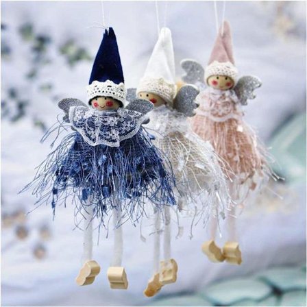 Pakke med juleengel plysjfigurer mini engel hengende ornamenter gaver