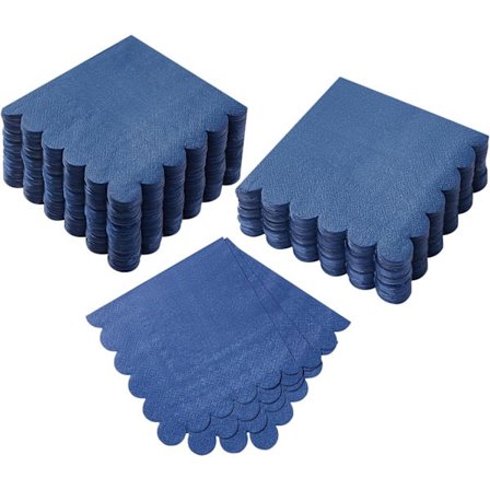 100 Cocktailservietter, marineblå, kamskjellkant, 5x7